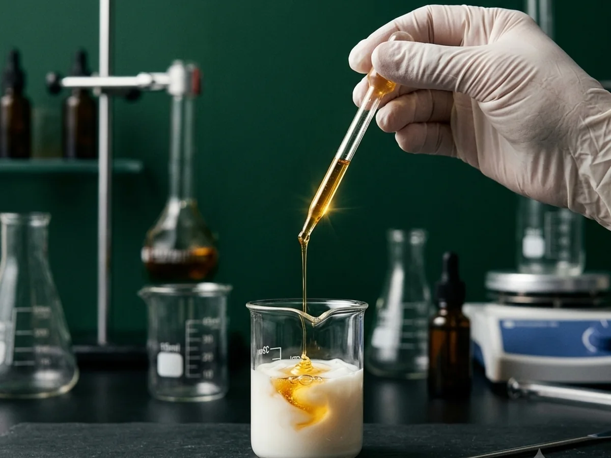 Étude d'une texture cosmétique en cours de formulation, photographie illustrative